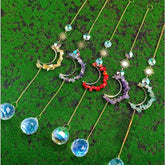 Natural aquamarine Rough Stone Moon Solar Wind chimes -20230324AQU